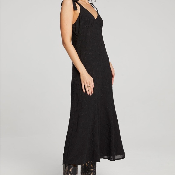 NWT Salt Water Luxe cline tank midi dress black size small lined tie straps - Picture 2 of 10